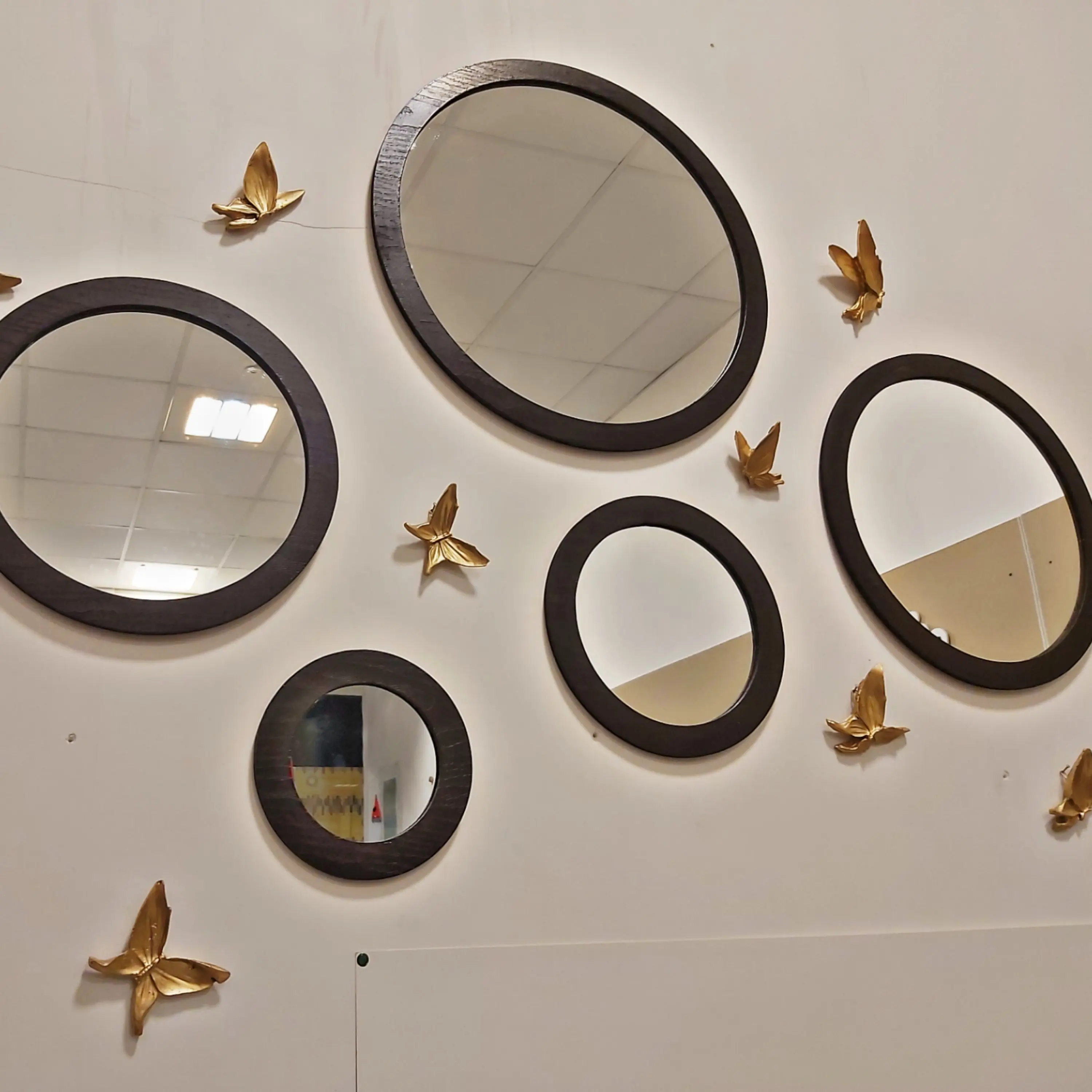 شاینر آینه پنج تیکه با هم رنگ قهوه ای