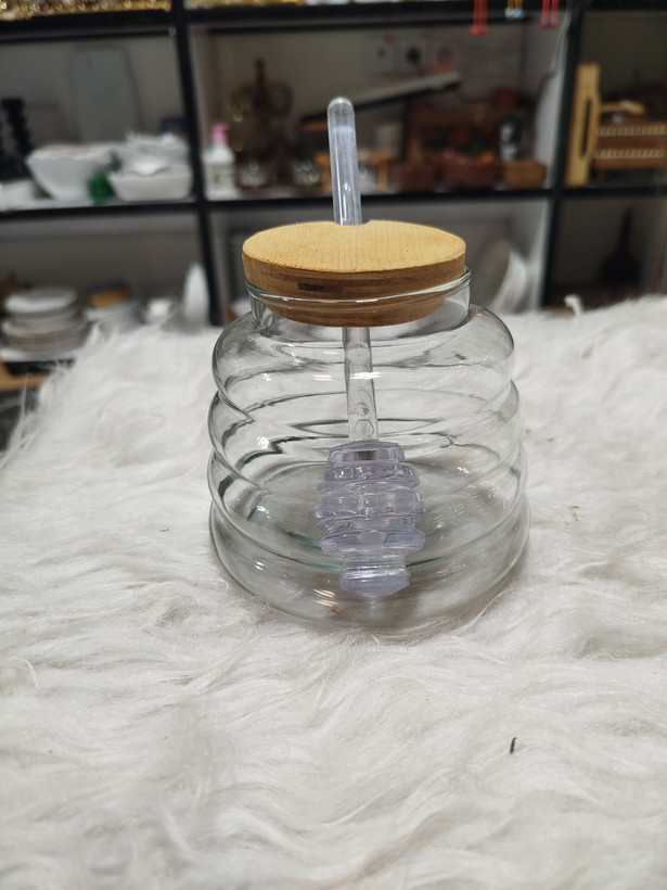 عسل خوری شیشه و چوب کد B104