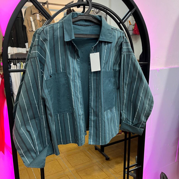 کت پارچهای کتان ضخیم راهراه مدل MN1027 (سایز ۳۸ تا ۵۴)