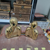 مجسمه دکوری تفکر جفتی طلایی کروم آبکاری سرامیکی مدل CN102