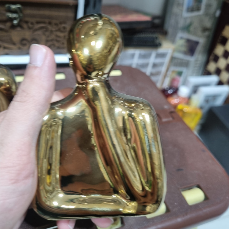 مجسمه دکوری تفکر جفتی طلایی کروم آبکاری سرامیکی مدل CN102